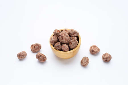 Dried salted Chinese plum isolated on white backgroundの写真素材