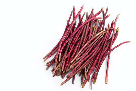 Red yard long beans isolated on white backgroundの写真素材