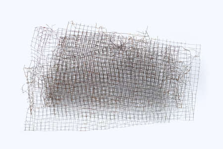 Old mesh steel texture on white background.
