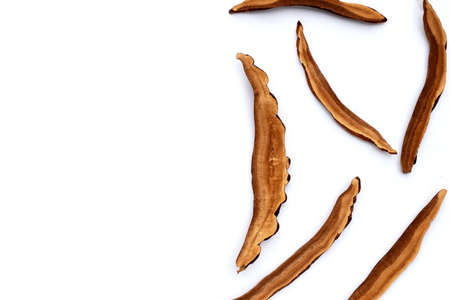 Dried lingzhi mushroom slices on white backgroundの写真素材