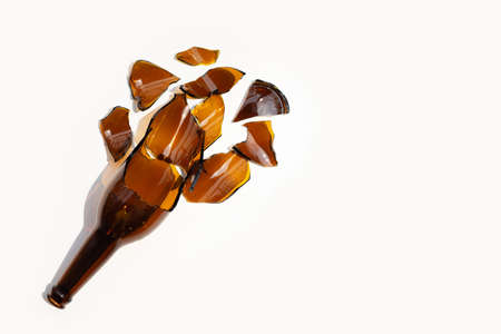 Broken bottle isolated on white background.の写真素材