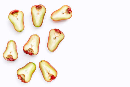 Fresh rose apple on white background.
