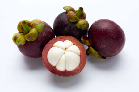 Mangosteen on white background. Top viewの写真素材