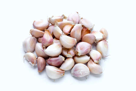 Garlic on white backgroundの写真素材