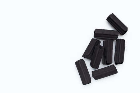 Non smoke wood charcoal on white background.の写真素材