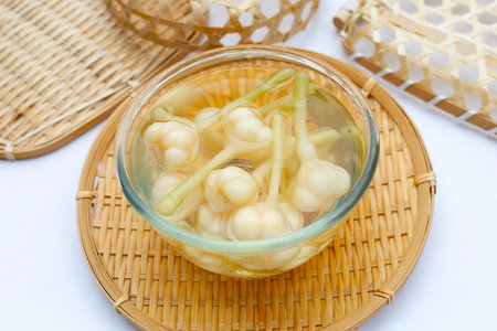 Pickled garlic  in glass bowl