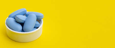 PrEP ( Pre-Exposure Prophylaxis) blue pills used to prevent HIVの写真素材