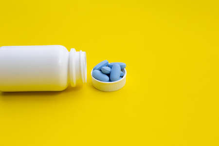 PrEP ( Pre-Exposure Prophylaxis) blue pills used to prevent HIVの写真素材