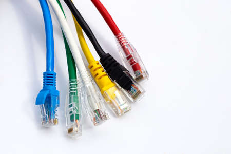 LAN network connection  cables on white background.