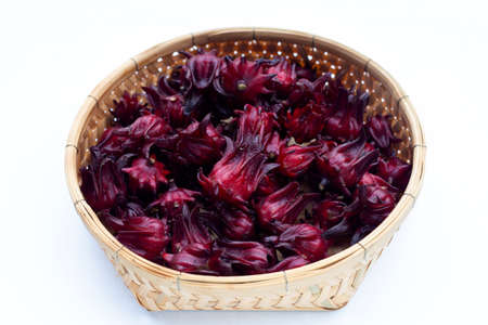 Roselle flower in bamboo basket