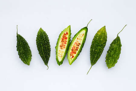Bitter gourd on white background.
