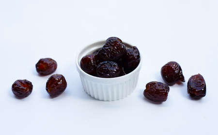 Sweet chinese jujube dessert on white background.