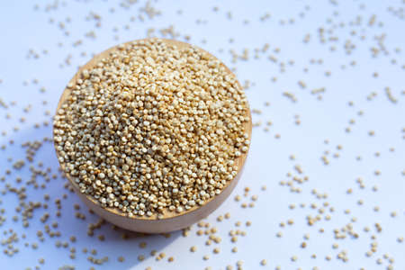 Organic Quinoa on white background.の写真素材