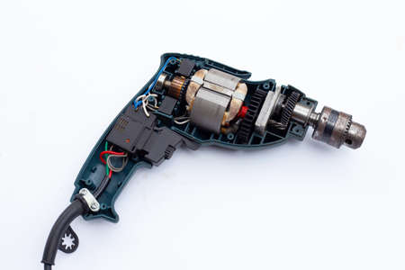 Inside drill isolated on white backgroundの写真素材