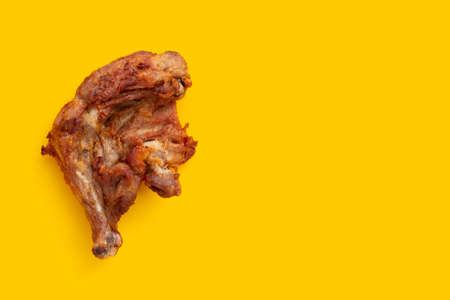 Fried chicken on yellow background.の写真素材