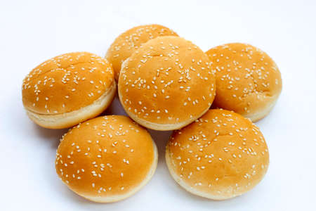 Hamburger buns with sesame on white background.の写真素材