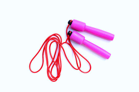 Jumping rope on white backgroundの写真素材
