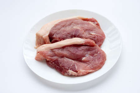 Pork meat on white background.の写真素材