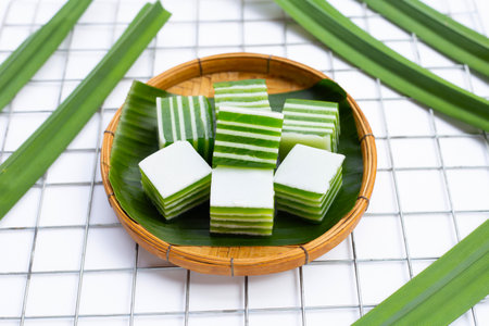 Pandan with coconut milk jelly, Thai dessertの写真素材