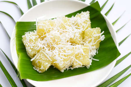 Steamed cassava cake. Thai dessertの写真素材