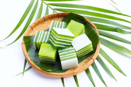 Pandan with coconut milk jelly, Thai dessert