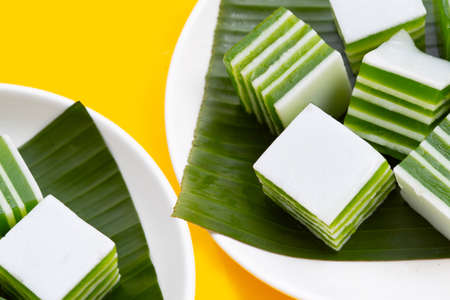 Pandan with coconut milk jelly, Thai dessert