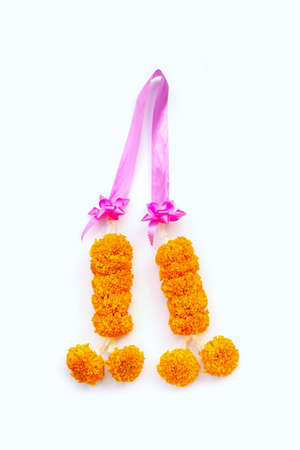 Beautiful orange marigold flower garland