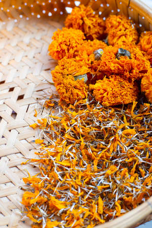 Dried petals of marigold flowerの写真素材