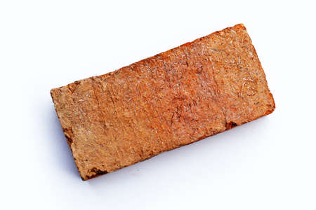 Red brick isolated on white backgroundの写真素材