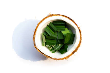 Pandan leaves in half coconutの写真素材