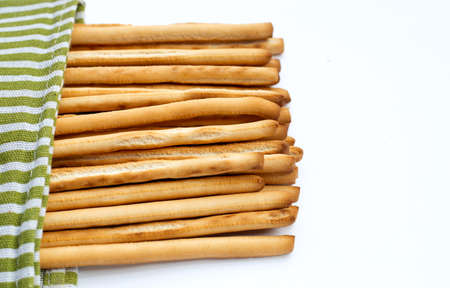 Bread sticks on white background