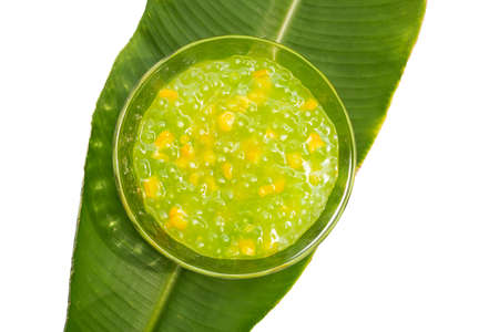 Corn with tapioca pearls in coconut milkの写真素材