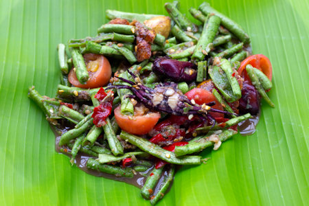 Spicy long bean salad. Thai foodの写真素材