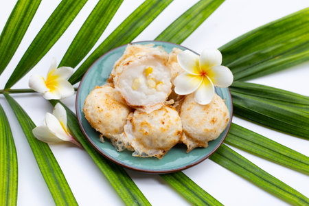 Khanom Krok, Thai coconut milk dessert. Coconut rice pancakeの写真素材
