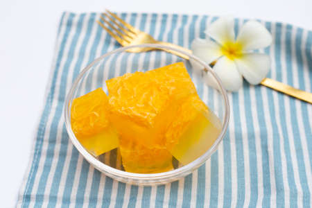 Sweet egg floss jelly. Thai dessert
