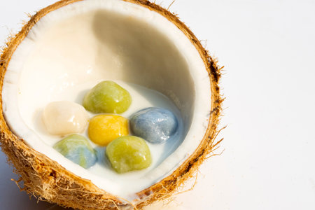 Coconut dumplings in sweet coconut Milkの写真素材