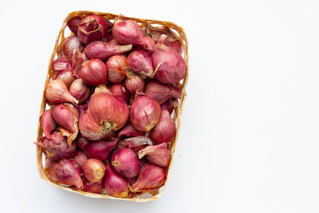 Shallots onion isolated on white background.の写真素材