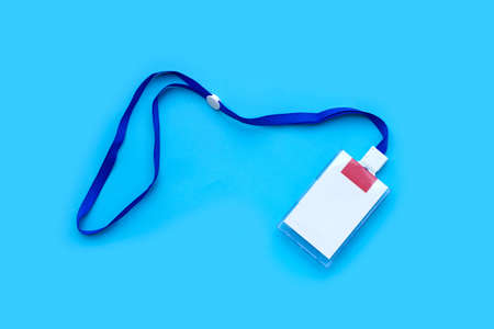 Employee ID Card on Blue Background.の写真素材
