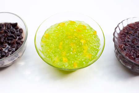 Corn with tapioca pearls in coconut milkの写真素材