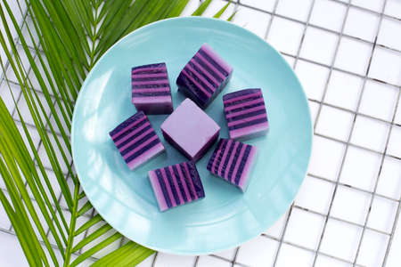 Butterfly pea and coconut milk jelly