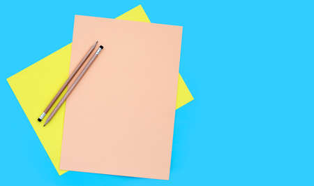 Pencils on paper. Copy spaceの写真素材