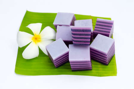 Butterfly pea and coconut milk jellyの写真素材