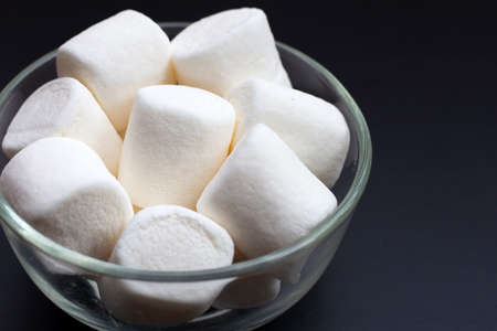 Delicious fluffy round marshmallows, White candyの写真素材