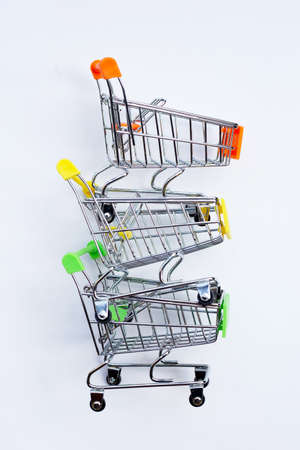 Shopping trolley or Shopping cart on white background.の写真素材