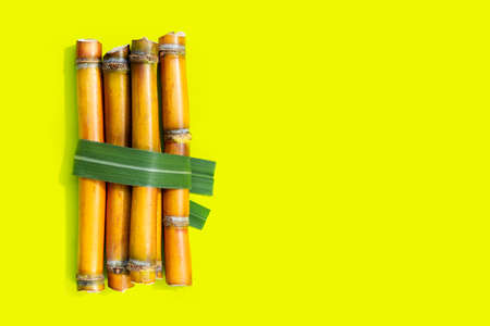 Sugar cane on green background.の写真素材