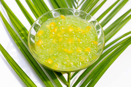 Corn with tapioca pearls in coconut milkの写真素材