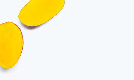 Tropical fruit, Mango  on white background. Top view