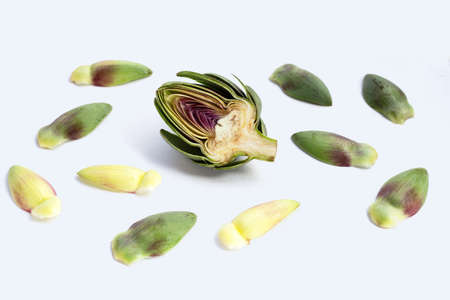 Fresh artichoke on white backgroundの写真素材