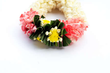 Flower garland  on white background.