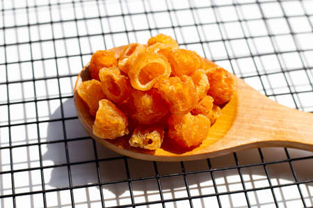 Dried longan on white background.の写真素材